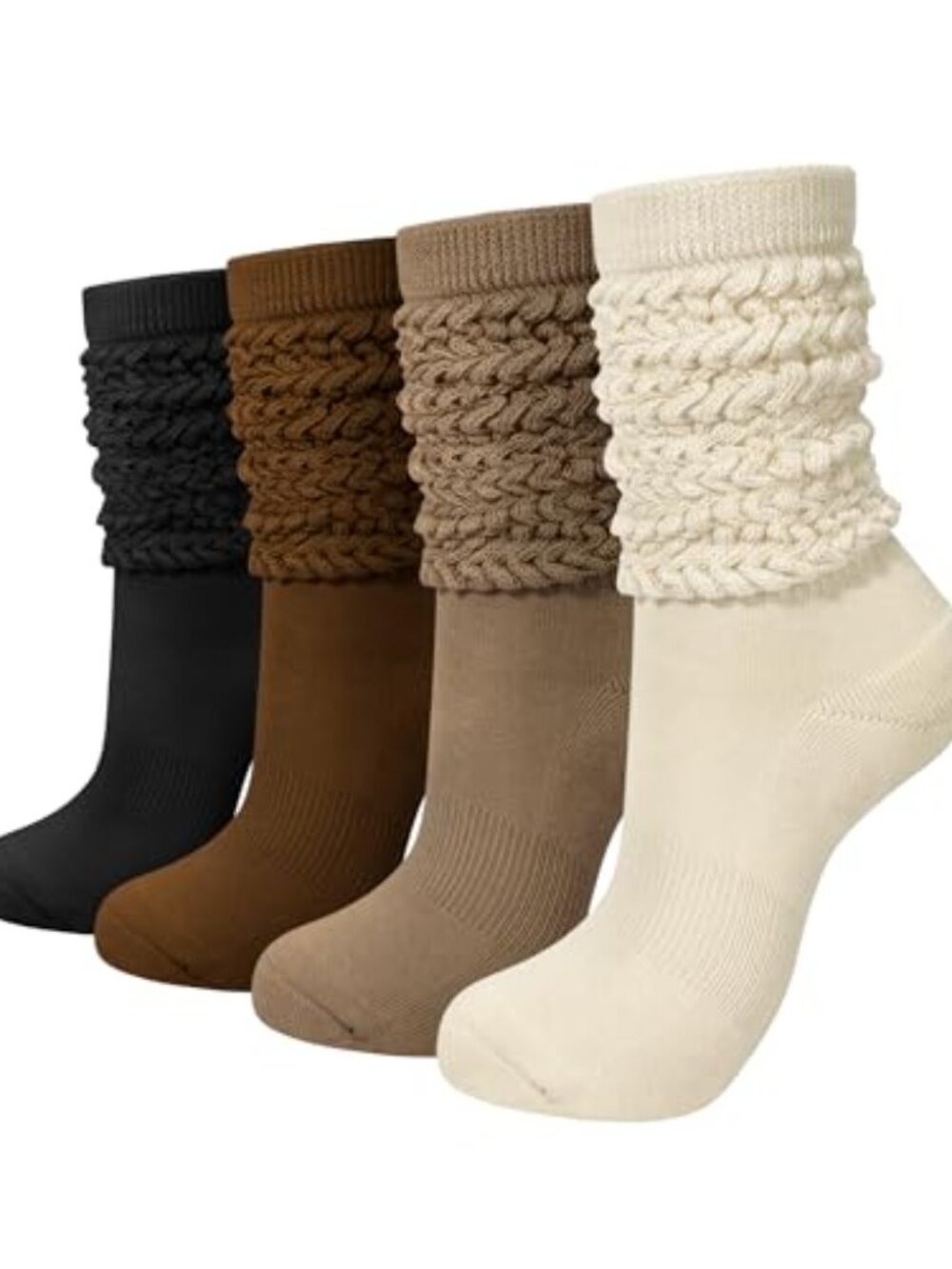 New - Slouchy Socks for Women 4 Pairs Slouch Long Scrunch Knee High Sock Knit